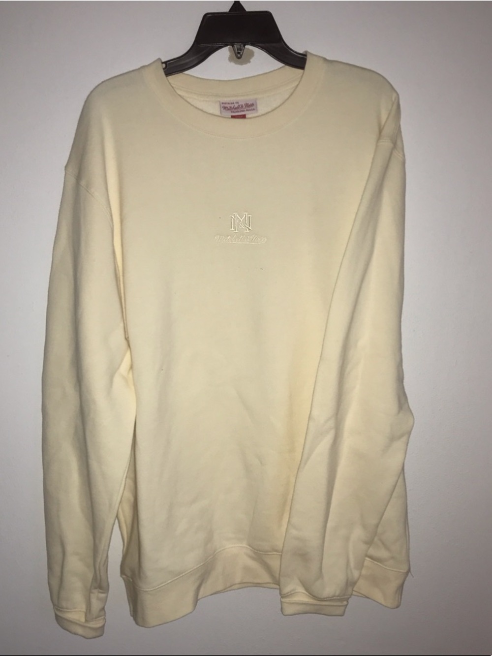 2XL Mitchell & Ness Cream Embroidered Logo Crewneck brand new no tags